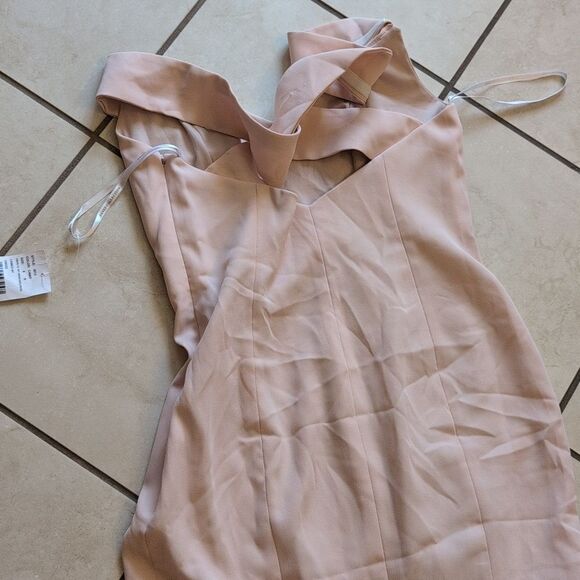 NWT Dessy Collection Off-Shoulder Light Pink Maxi Dress 3012 Cross Back Size 8 - Picture 10 of 15